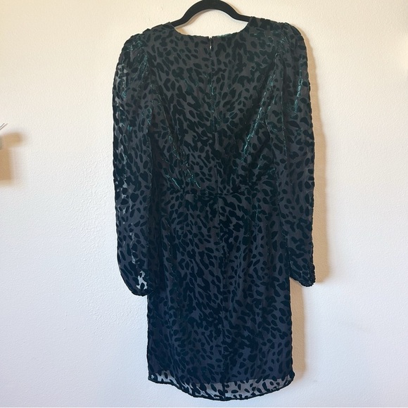 Toccin NY Doris Draped Long Sleeve Leopard Velvet Mini Dress 4 - Picture 6 of 6